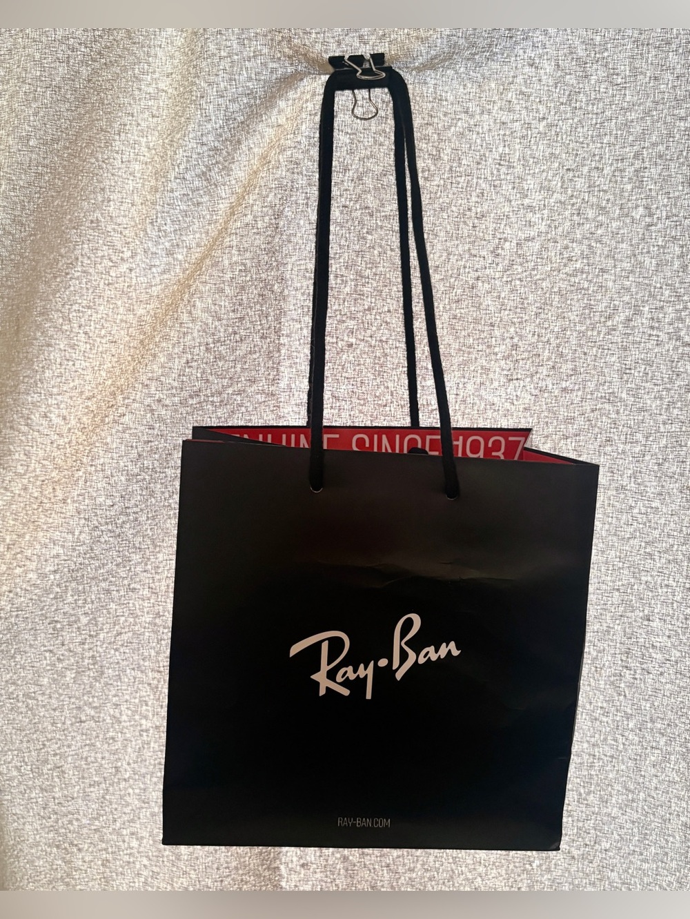 Authentic Ray-Ban Matte Black Paper Gift Bag Shopping Tote